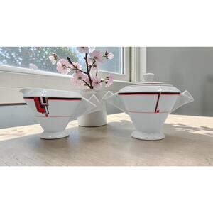 Mikasa Deco Expressions LAF03 Creamer & Covered Sugar Bowl Set Fine China Japan